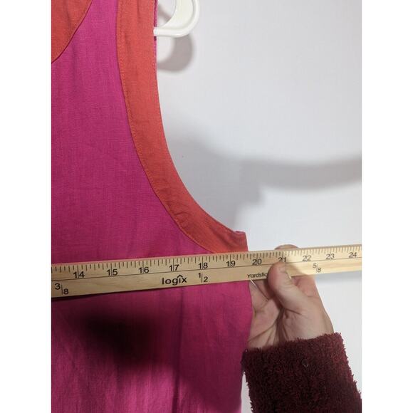 Sigrid Olsen Linen Shift Tank Dress Sz M Summer Beach Lightweight Pink Chic - Picture 4 of 5